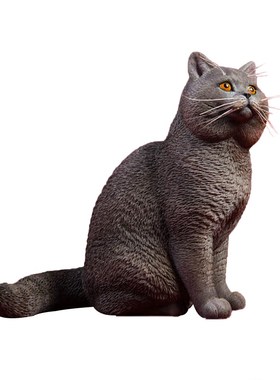 优选 仿真英短黑猫摆件 英国短毛猫咪雕像R摆件可爱模型家居装