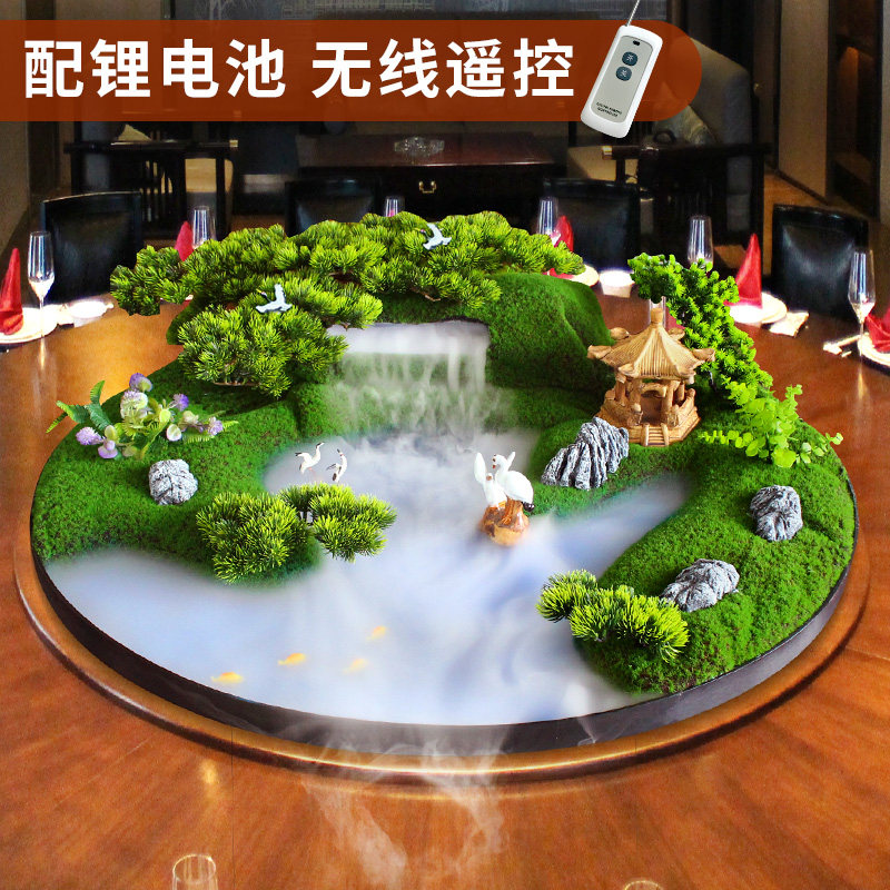 精选新中式酒店会所j饭厅大x圆桌中间转盘假真套装微景观摆件台面,淘宝优惠券,粉丝福利购,淘宝优惠卷