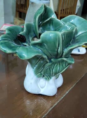 陶瓷仿真小白菜石湾公仔小旺盛水养植物花瓶花器种植盆景装饰摆件