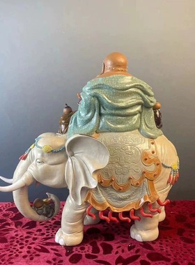 弥勒佛石湾公仔陶瓷禅意客厅摆件