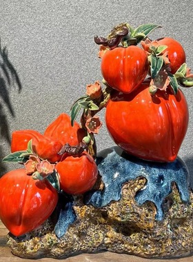 陶瓷仿真桃子手工摆件