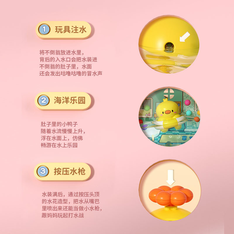 儿童水陆两用萌趣不倒翁摇铃宝宝戏水蛋喷水枪婴幼儿洗澡玩具,淘宝优惠券,粉丝福利购,淘宝优惠卷