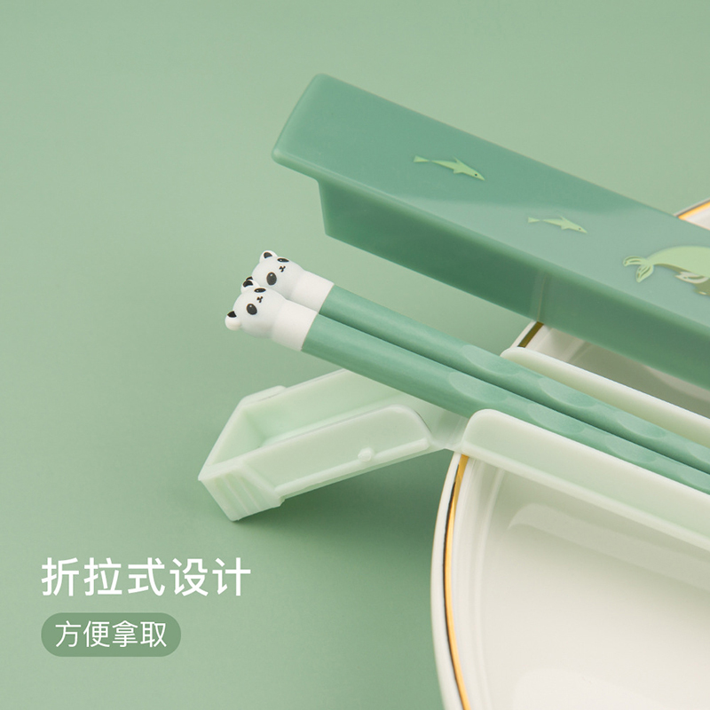 韩国儿童筷子训练筷家用硅胶筷便捷收纳盒防霉耐高温宝宝专用筷