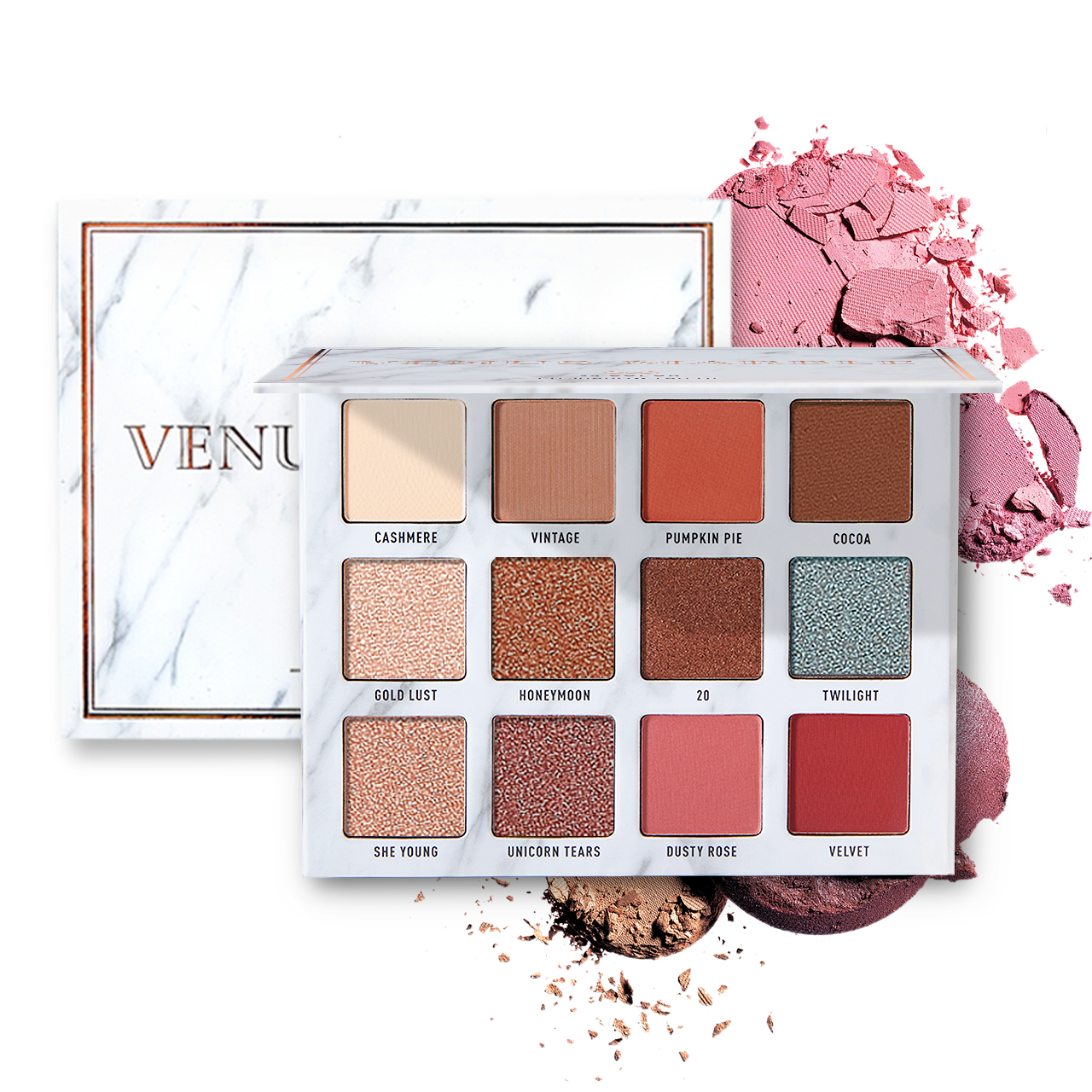 VENUS MARBLE旗舰店VENUS MARBLE大理石眼影12色正品珠光大地色哑光超火彩妆盘0