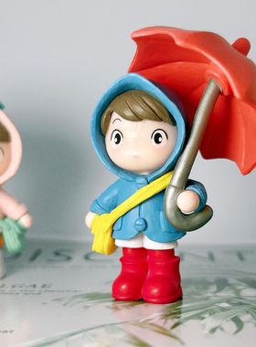 撑伞挎包女孩桌面摆件家居装饰品汽车摆件车载中控台可爱情侣