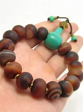 缠丝玛瑙绿松石吊坠项链手串特价