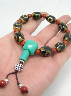 天然天珠西藏手链隔片绿松石挂件