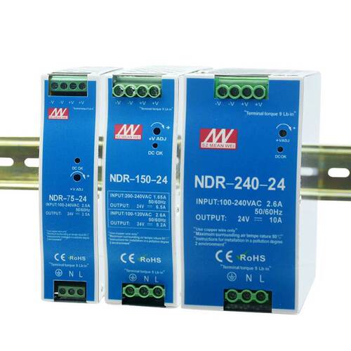 明纬NDR开关电源EDR导轨式75W120W150W240W直流24V5A12V20A变压器 - 图3