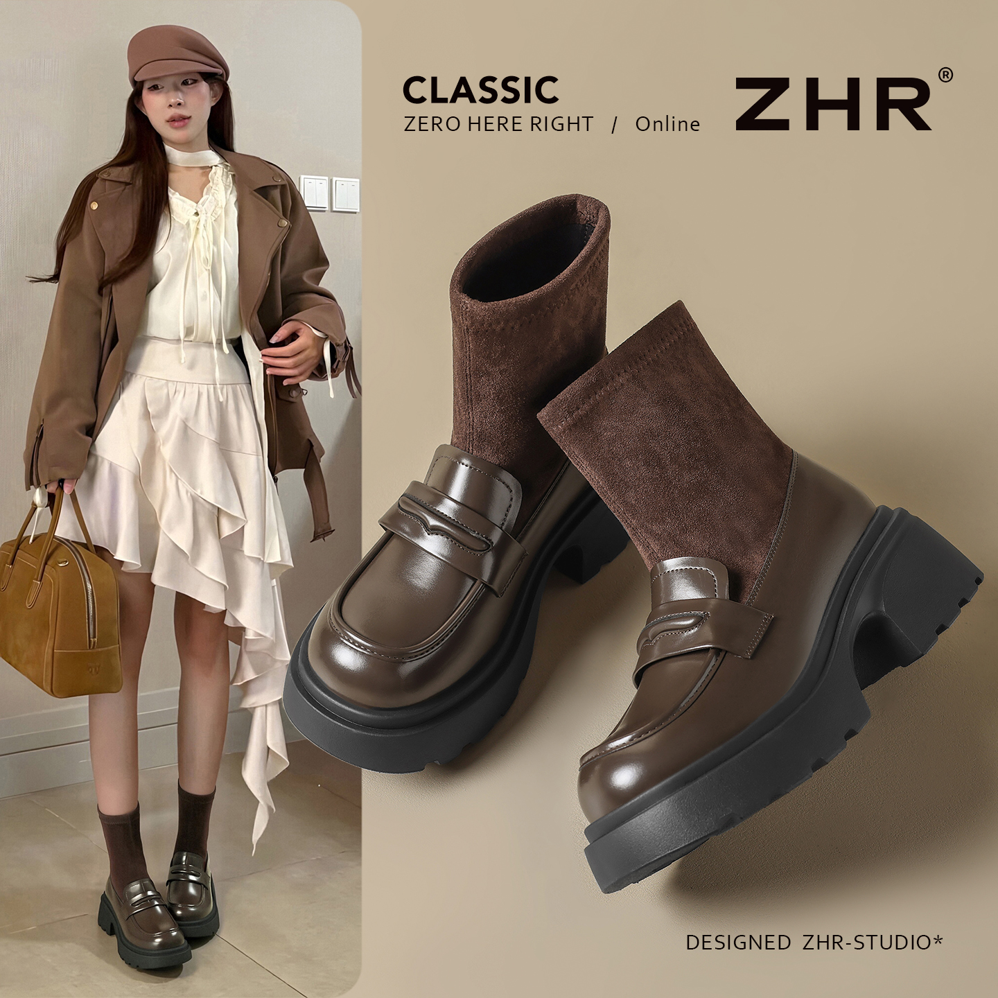 ZHR则则【29起清仓捡漏】秋冬外穿厚底靴子休闲鞋售完不补