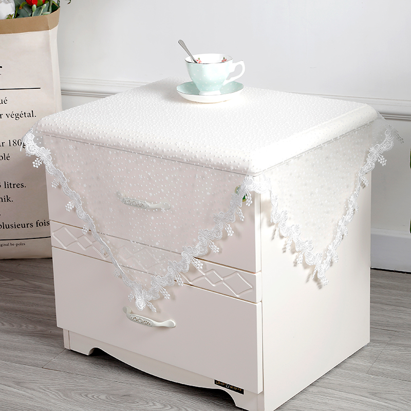 床头柜盖布唯美蕾丝通用防尘罩洗衣机多用小桌布盖巾床头柜垫盖巾 - 图2