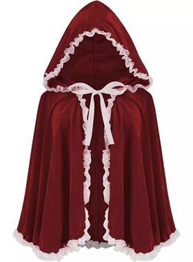 Red Wine Red Halloween Cloak Short Cloak红色酒红色披风短款