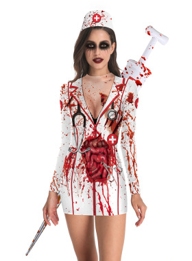 Women's Halloween dress nurse costume万圣节护士扮演服制服