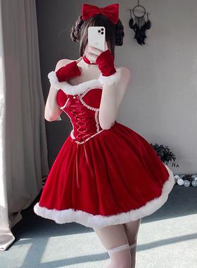 Red Christmas costume, women's war robe dress红色圣诞节服装