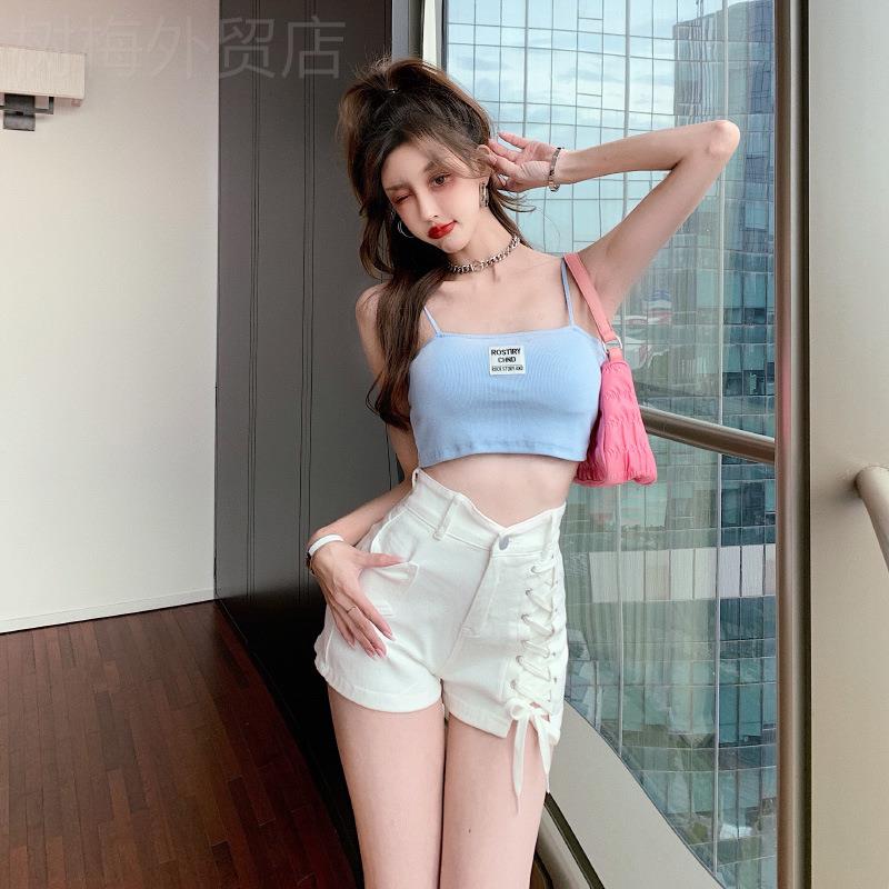 Sexy high waisted denim shorts for women梨型身材a字短裤