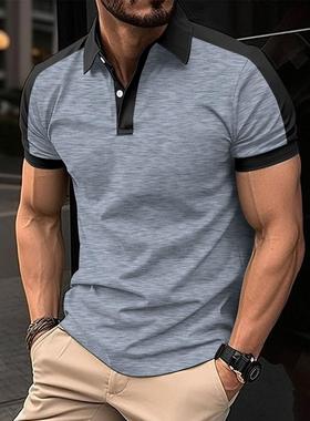 Men's polo shirt 男装夏季翻领休闲纯色短袖T恤时尚潮流POLO衫
