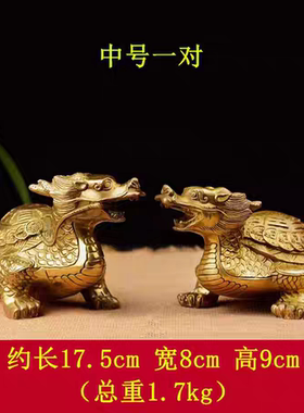 纯铜龙龟摆件一对家居镇宅装饰品新居乔迁礼品招财金钱龟工艺品