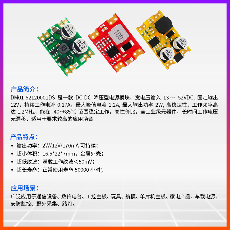 DC-DC异步降压电源模块12V|6-55V输入|直流稳压48V24V转12V|SOC - 图0