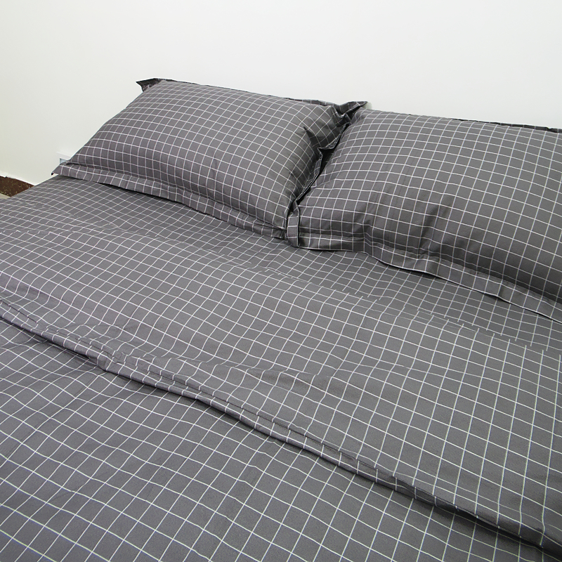 纯棉床单单件 黑色小方格 斜纹棉布全棉被单双人床学生宿舍床垫单 - 图0