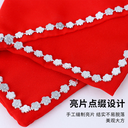 舞蹈手绢花跳舞考级用广场舞儿童红手帕东北秧歌二人转八角巾一对 - 图3