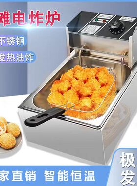 新款电炸炉商用加厚油炸专用锅插电炸鸡腿汉堡薯条油条炸串炸薯塔