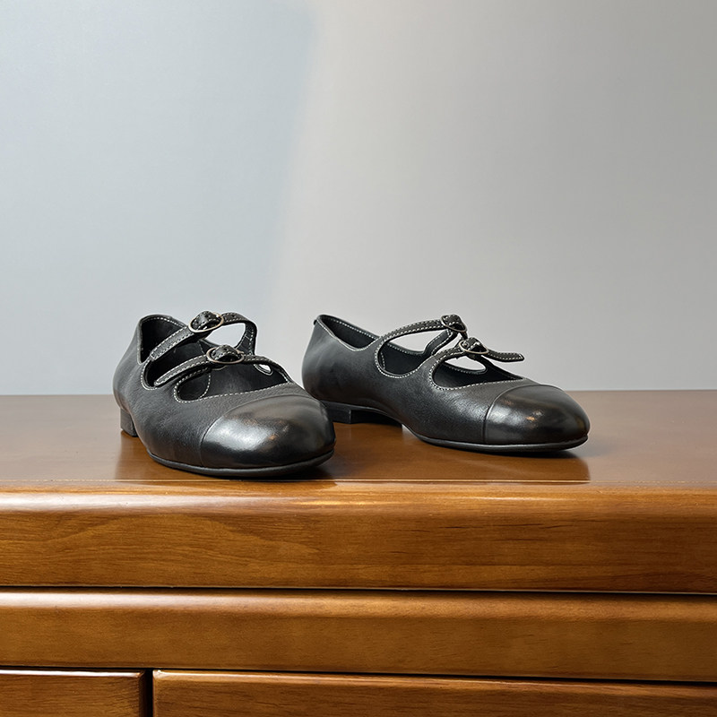 水洗马皮~牛皮里 小香风芭蕾舞单鞋女平底复古一字扣带玛丽珍鞋,淘宝优惠券,粉丝福利购,淘宝优惠卷