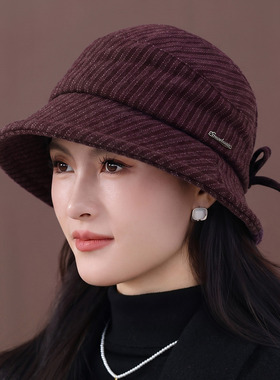 中年妈妈帽子女冬季保暖渔夫盆帽老年人奶奶老人老太太秋冬冷帽