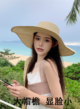 韩黛妍草帽海边休闲女夏季