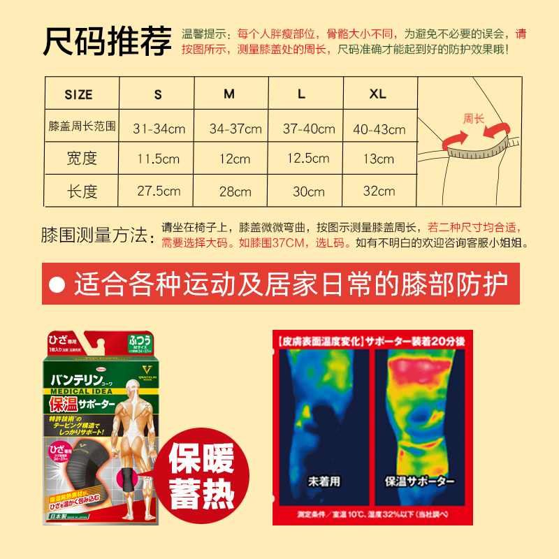 日本原装kowa保暖护膝老寒腿老人关节膝盖护具防滑秋冬防寒男女 - 图3