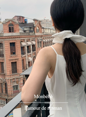 monbebe韩国进口方形发式蕾丝镂空纯白大肠少女松弛感发圈发绳