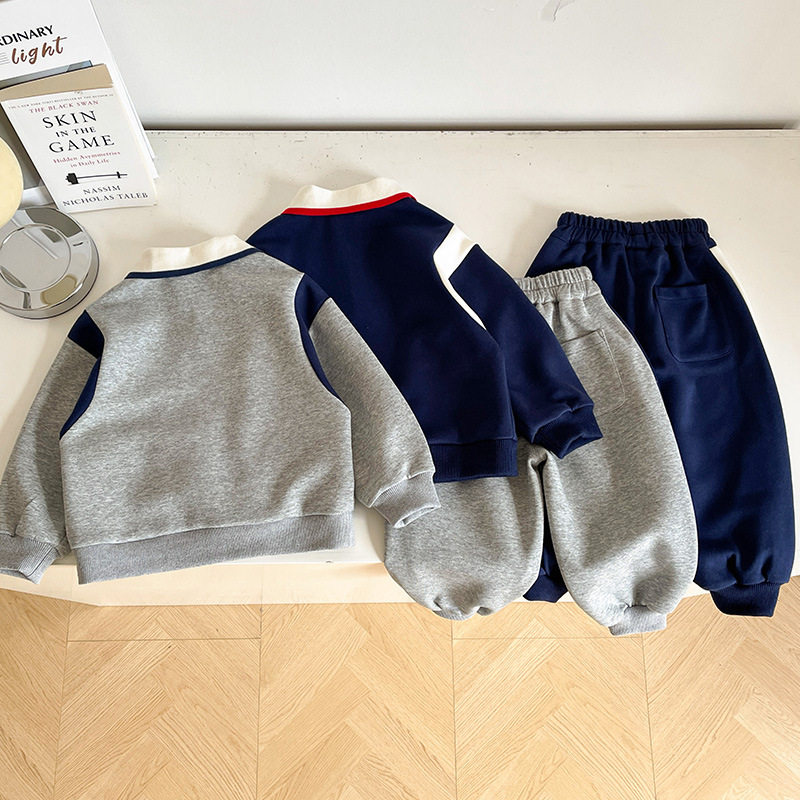 风之谷2026早春新款时尚帅气儿童撞色卫衣套装休闲男童POLO两件套,淘宝优惠券,粉丝福利购,淘宝优惠卷