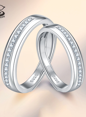 Kitty戒指情侣锆石结婚纯银