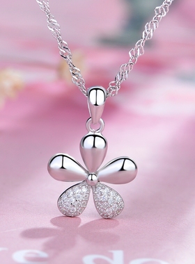 纯银项链时尚风刻字生日礼物吊坠