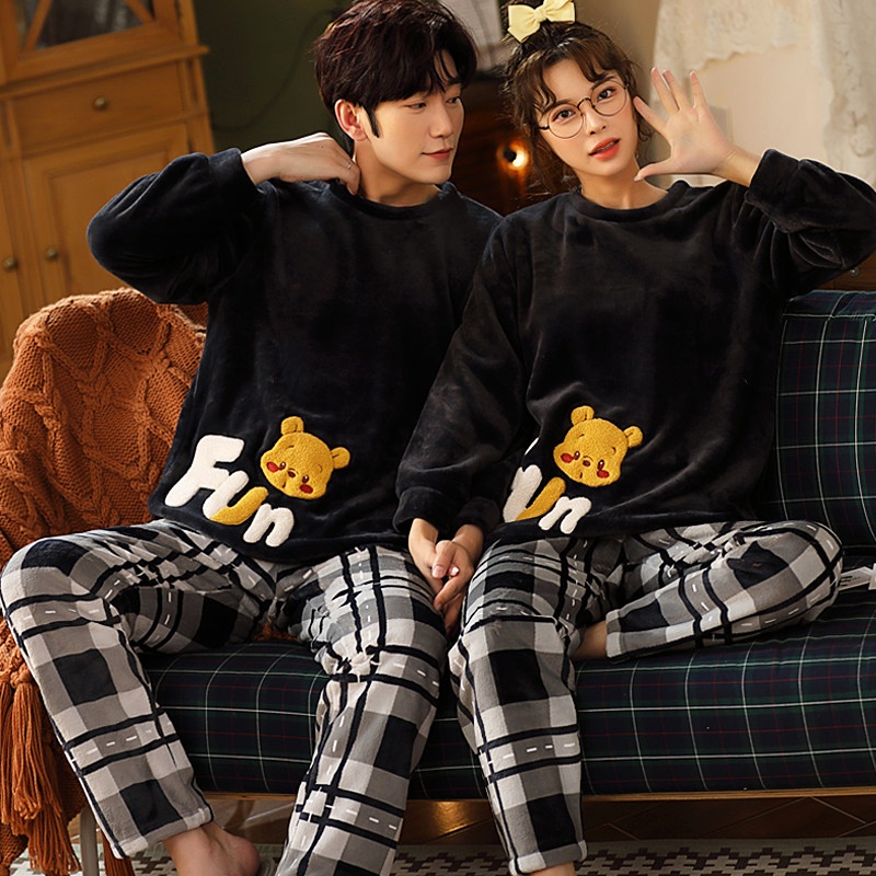 情侣睡衣珊瑚绒加厚加绒口袋卡通猫咪秋冬季法兰绒一男一女家居服,淘宝优惠券,粉丝福利购,淘宝优惠卷