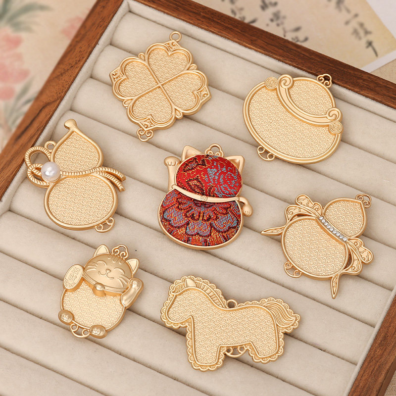 非遗宋锦新中式复古吊坠底胚手工DIY新中式配件汉服旗袍配饰配件,淘宝优惠券,粉丝福利购,淘宝优惠卷