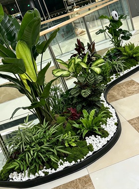 自粘仿真植物景观造景围挡办公室隔断地面挡石装饰条围栏栅栏围边