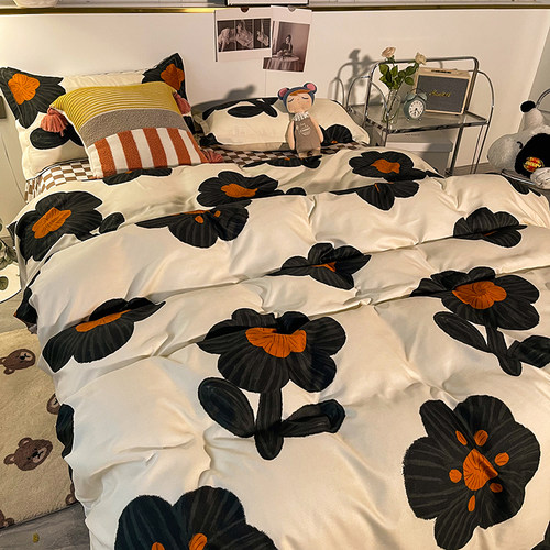 北欧风蓝色夜空四件套1.5m1.8米床上用品学生宿舍床单被套三件套4 - 图0