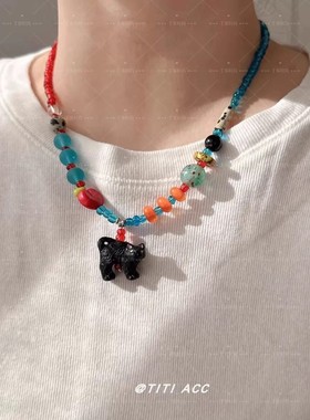 2026夏天甜美Kitty小丑鱼串珠项链小众设计独特新款多巴胺锁骨链