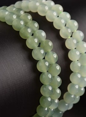 2026天然晴水和田玉多圈手串女冰底高冰绿色玉石三圈珠子散珠串珠