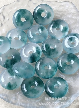 2026石英岩飘花平安扣翡翠飘花绿色吊坠挂件饰品配饰女款货源