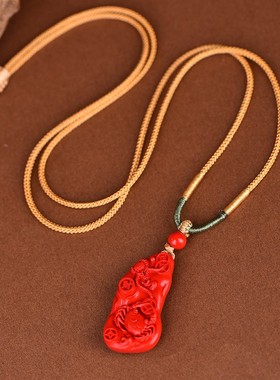 2026原矿朱砂财运亨通吊坠高含量帝王红砂本命年护身符吊坠项链