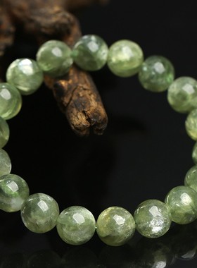 2026鸿初珠宝 天然翠绿祖母晶圆珠手串 绿色祖母晶单圈手链