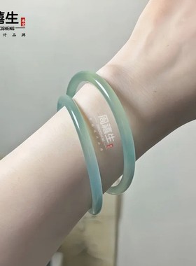 2026厂家半山水油青玉髓手镯叮当细条远山黛高冰手镯圆条油青玉手