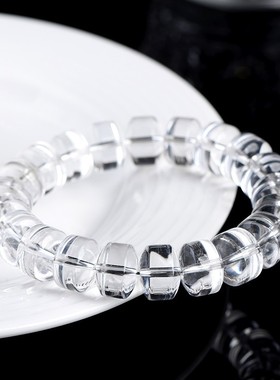 2026久雅水晶 天然东海老料白水晶车轮战 老矿白色水晶盘珠 厂家