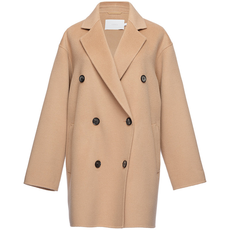 OBEG欧碧倩极简廓形羊毛大衣秋冬中长双面呢短外套女10444090,淘宝优惠券,粉丝福利购,淘宝优惠卷