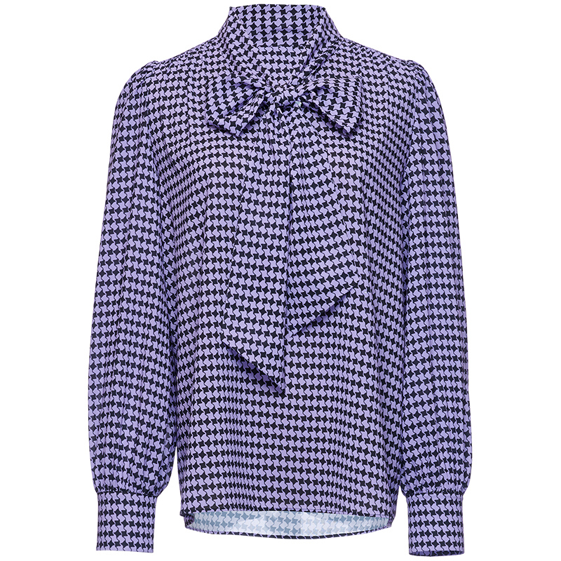 OBEG欧碧倩春季格子大飘带领气质干练上衣女百搭10443013 - 图3