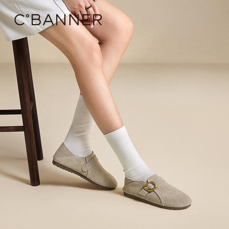 千百度复古全包勃肯鞋女款秋季新款薄底一脚蹬休闲平底单鞋,淘宝优惠券,粉丝福利购,淘宝优惠卷