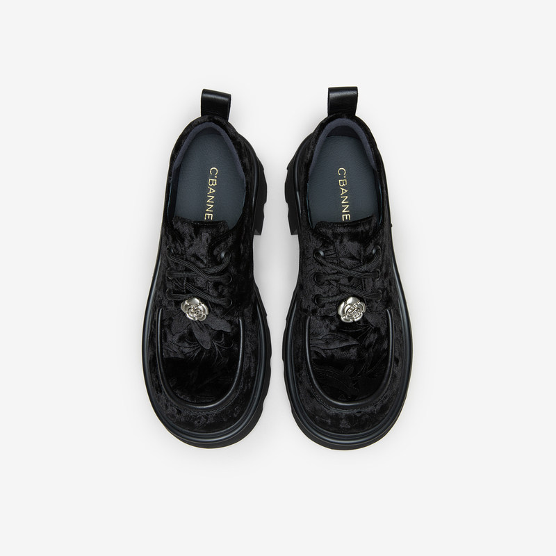 千百度新中式厚底牛津鞋女秋季新款增高深口乐福鞋复古小皮鞋,淘宝优惠券,粉丝福利购,淘宝优惠卷