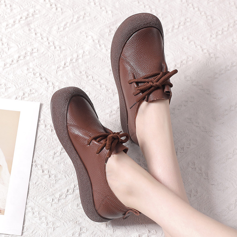 妈妈鞋中老年舒适不累脚真皮软底防滑系带休闲皮鞋大码女鞋41到43,淘宝优惠券,粉丝福利购,淘宝优惠卷