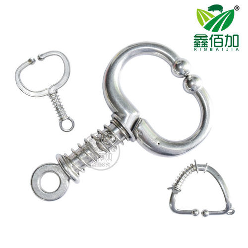 弹簧牛鼻钳子牛鼻圈牛用保定器 无需打孔不锈钢牛鼻圈牛鼻钳夹子 - 图0