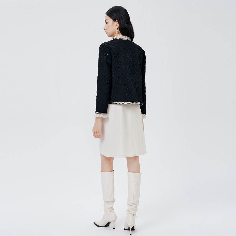 【掌柜推荐】BuouBuou秋季新品优雅夹棉棉服小香风外套女DKGE171